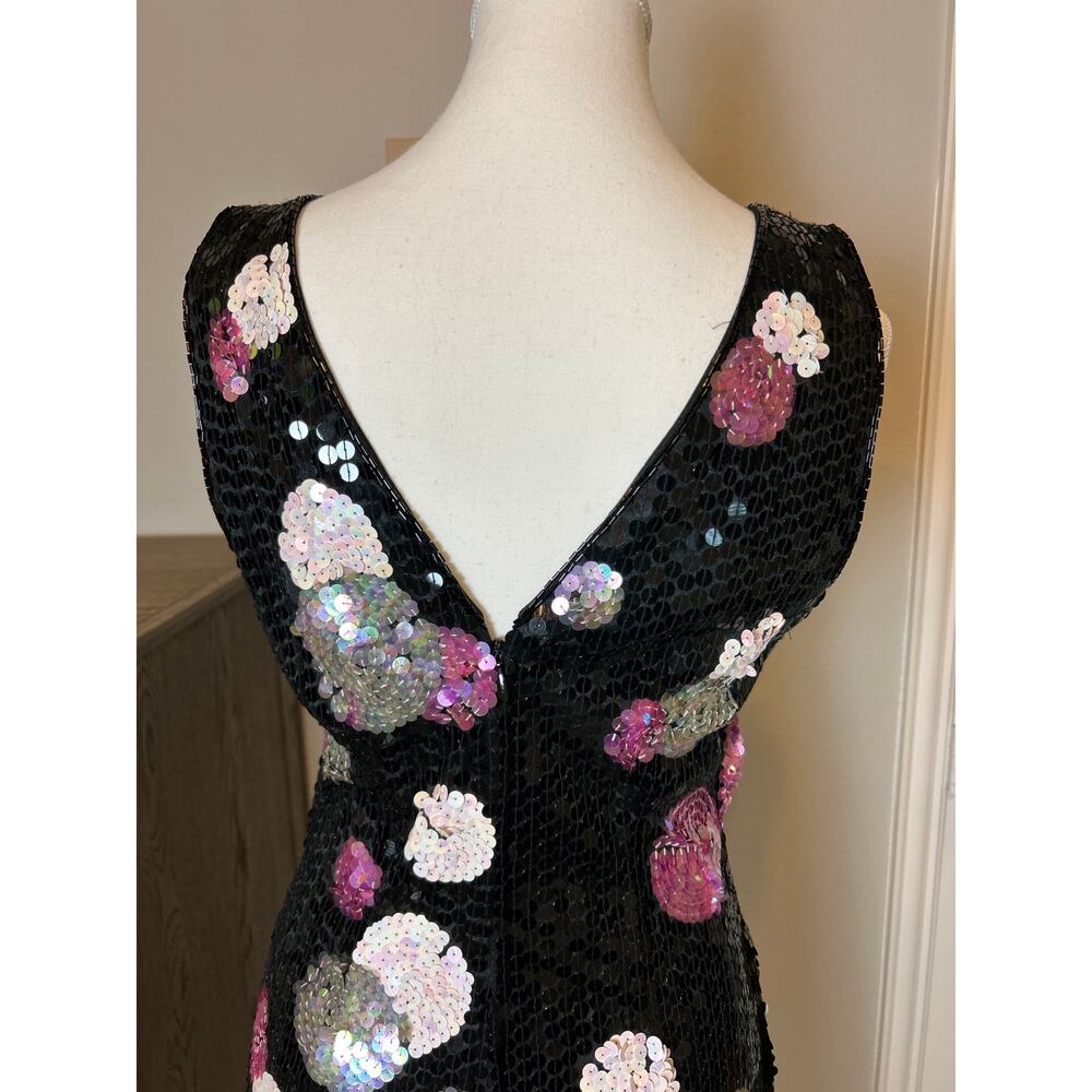 Nadine Boutique | Vintage Black/Pink/Silver Sequins Sheath Dress | Large - Picture 11 of 14